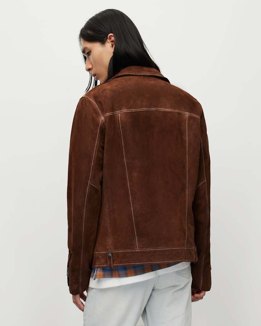 Milo Asymmetric Zip Suede Biker Jacket