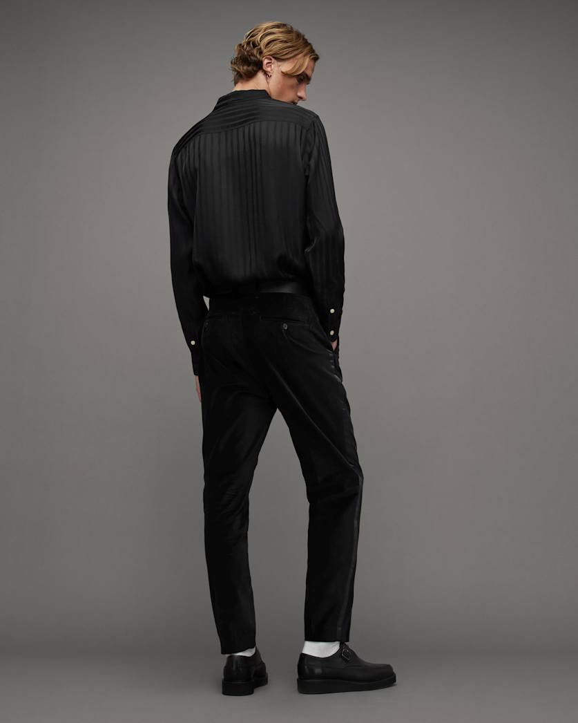 Lyra Satin Trim Velvet Slim Fit Trousers