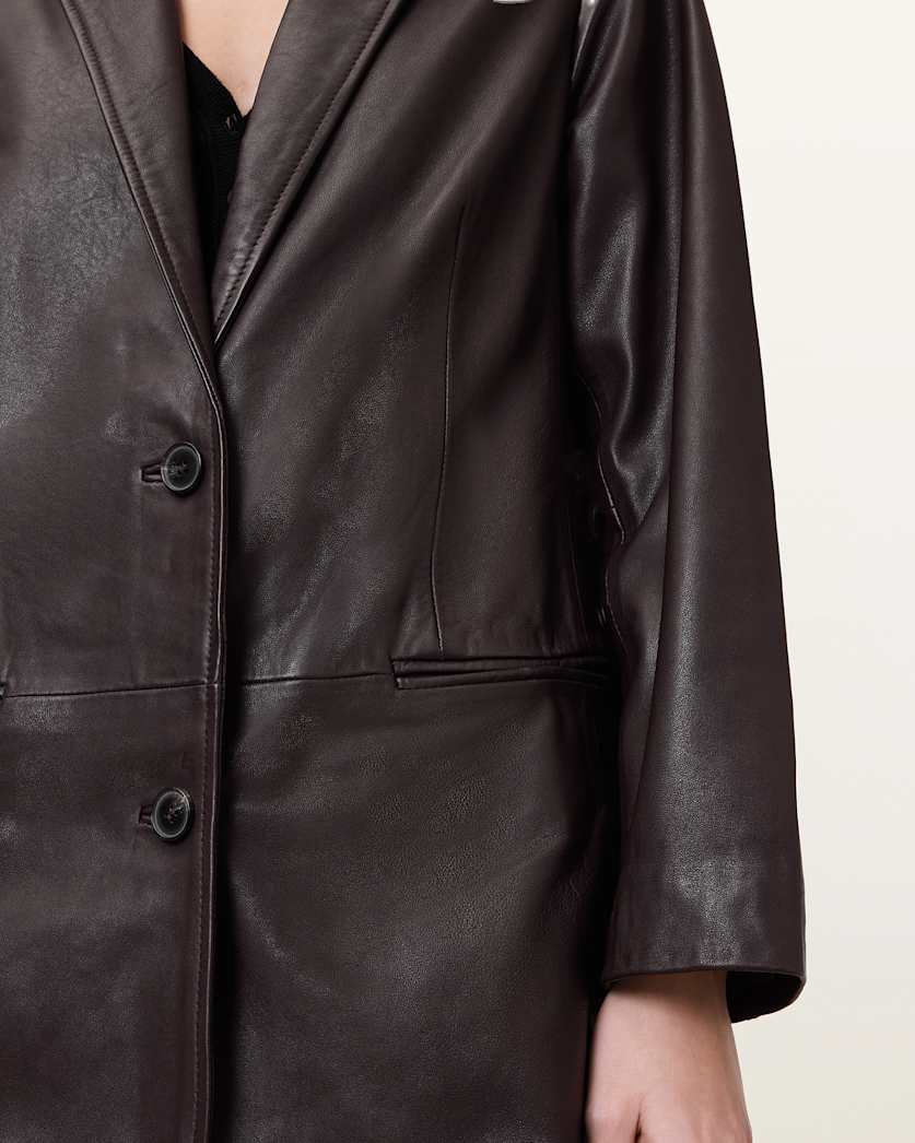 Aire Long Line Leather Coat