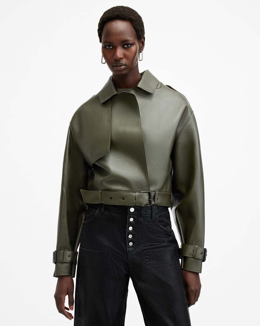 Ophelia Cropped Bonded Leather Jacket