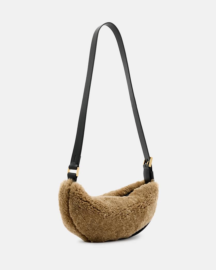 Half Moon Shearling Crossbody Bag