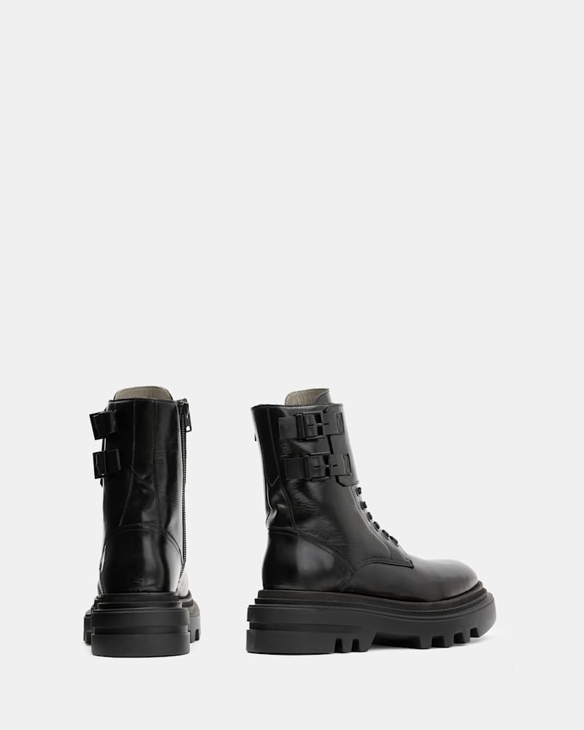 Zoe Lace Up Chunky Leather Boots