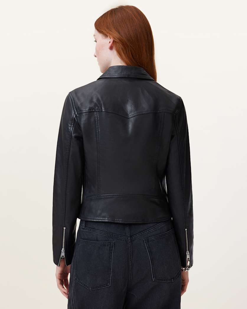 Vela Slim Fit Leather Biker Jacket