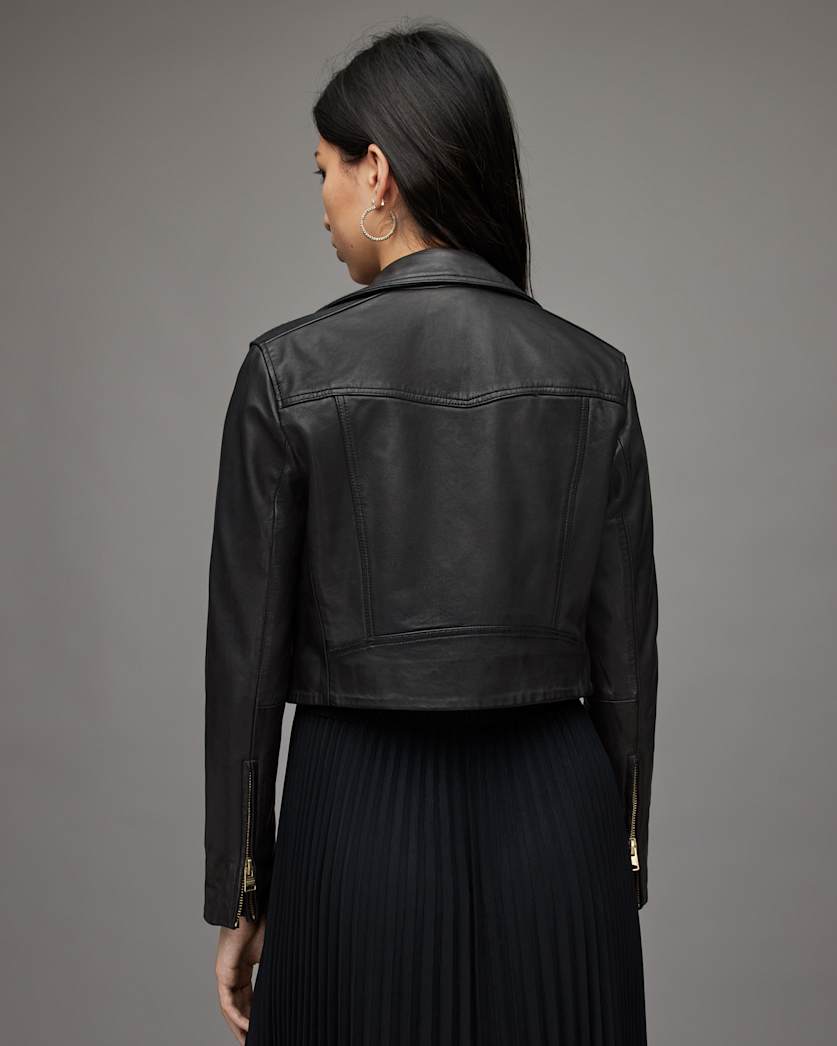Dalby Cropped Leather Biker Jacket