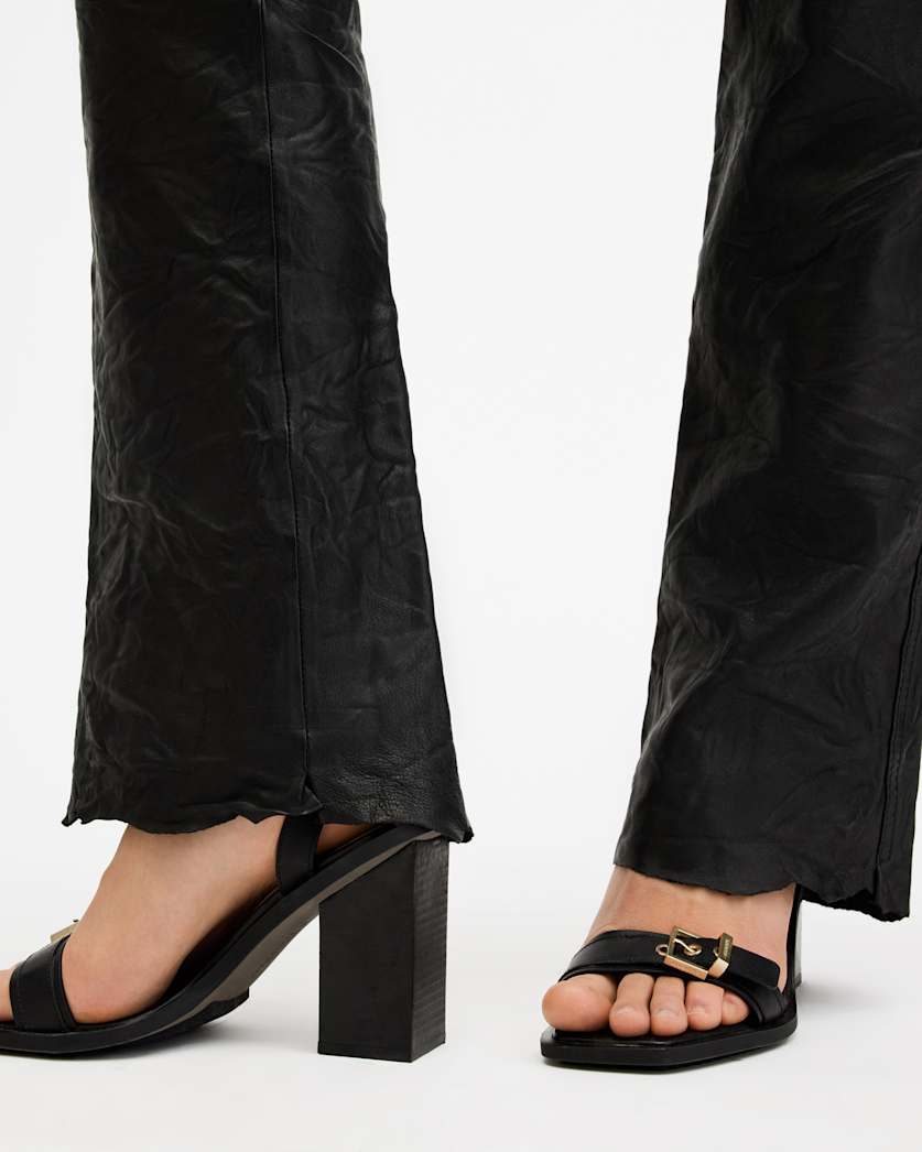 Pearson Slim Fit Raw Hem Leather Trousers