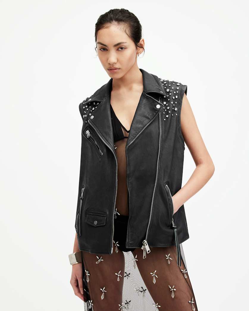 Billie Embellished Leather Gilet
