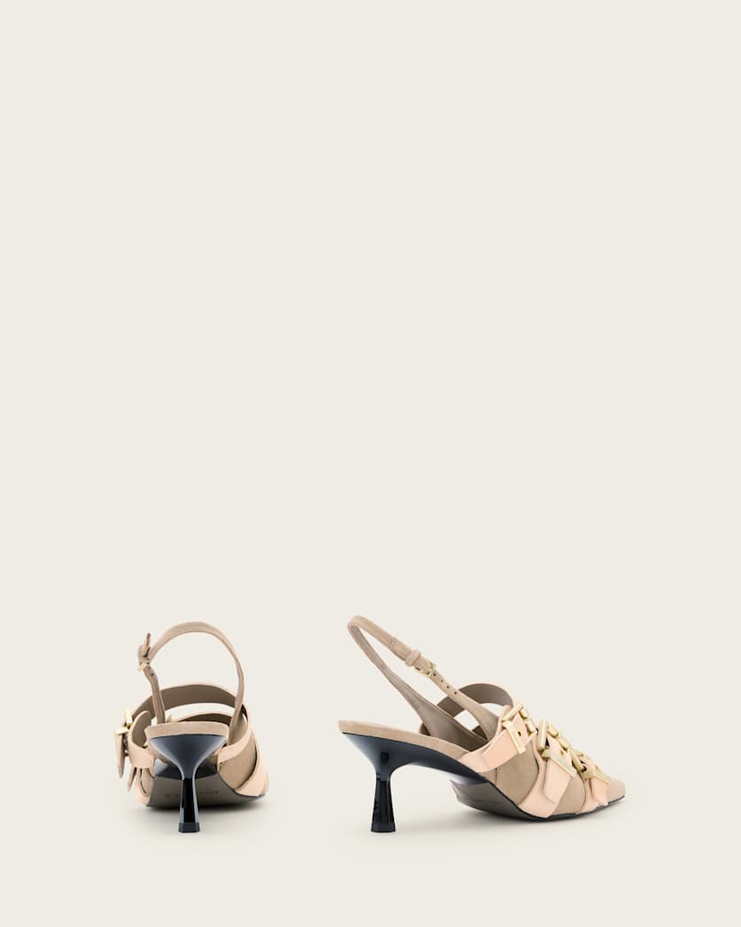 Vivian Leather Buckle Slingback Heels