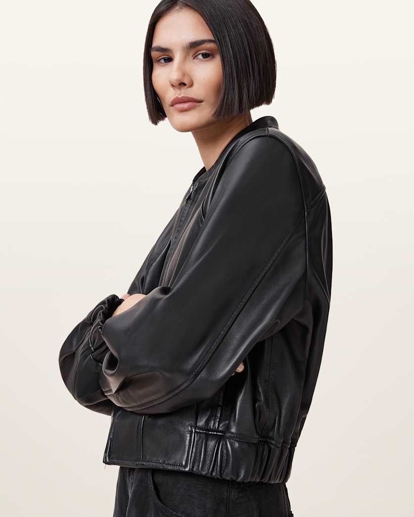 Martina Leather Bomber Jacket