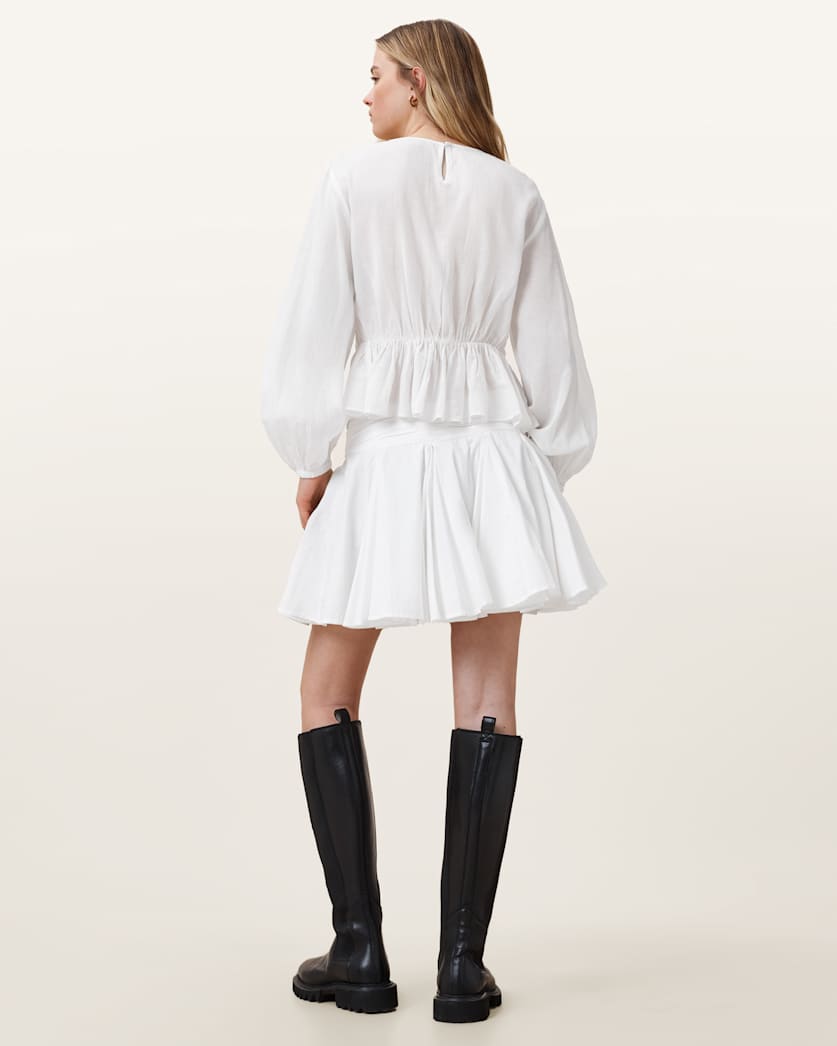 Tulip White Cotton Mini Skirt
