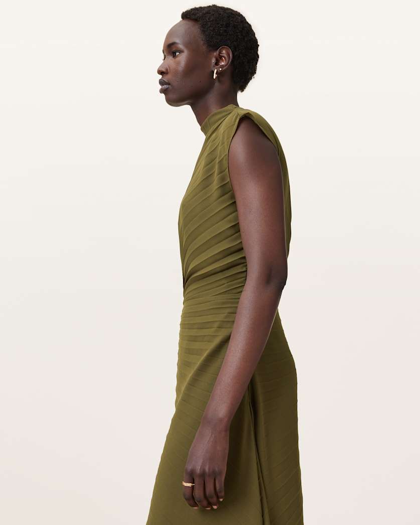 Rayanna Pleated Satin Dress