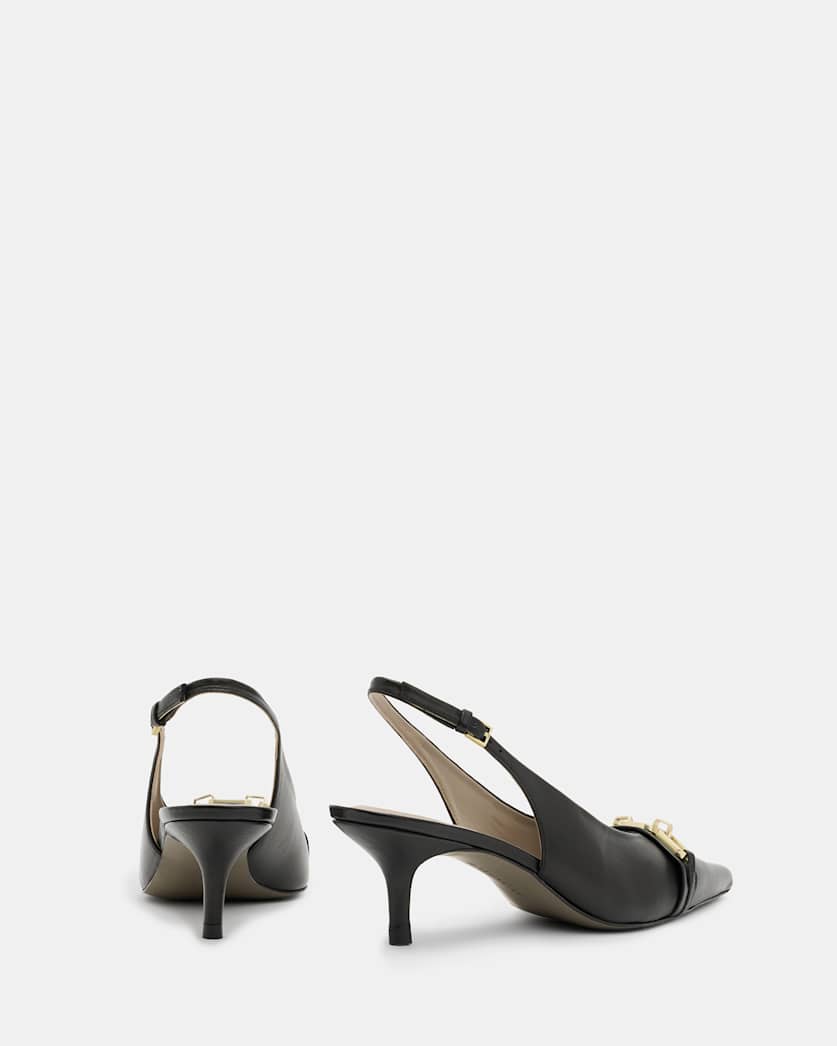 Grace Leather Chain Slingback Heels