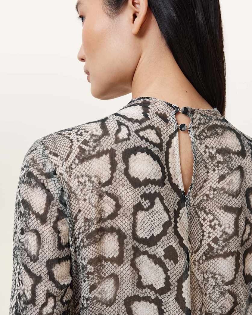 Rizo Snake Print Silk Blend Midi Dress