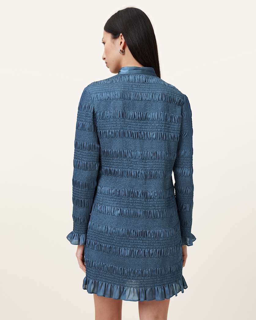 Meg Shirred Mini Shirt Dress