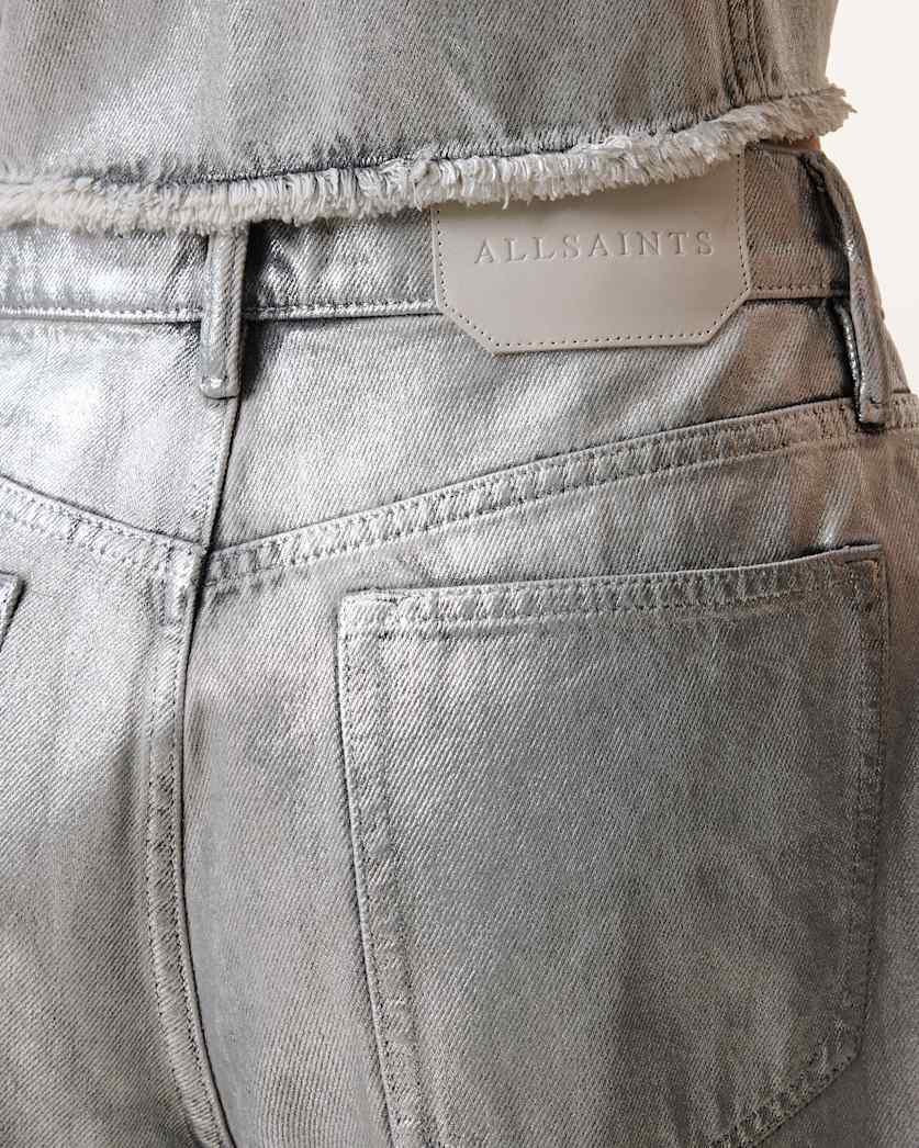 Louie Metallic Long Denim Shorts