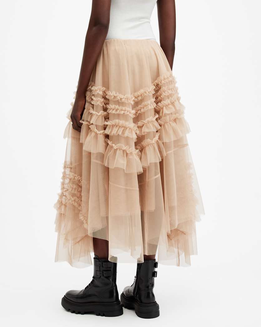 Jen Tulle Asymmetric Maxi Skirt
