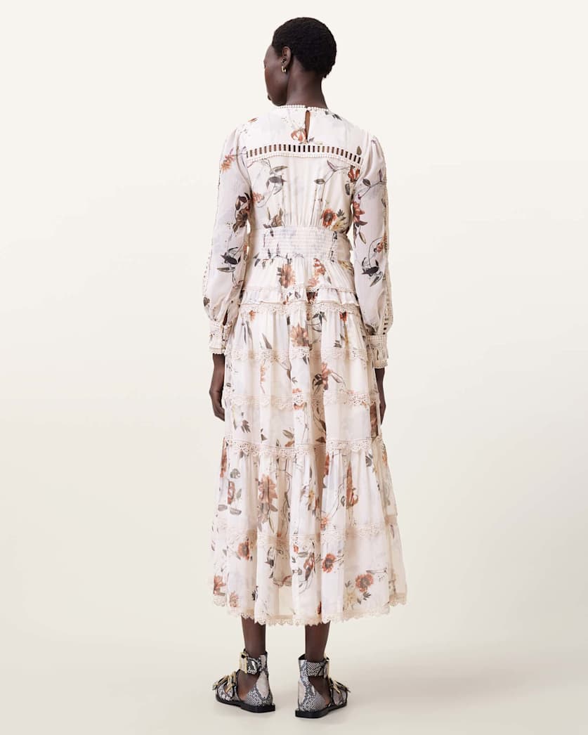 Zora Floral Ruffle Midi Dress