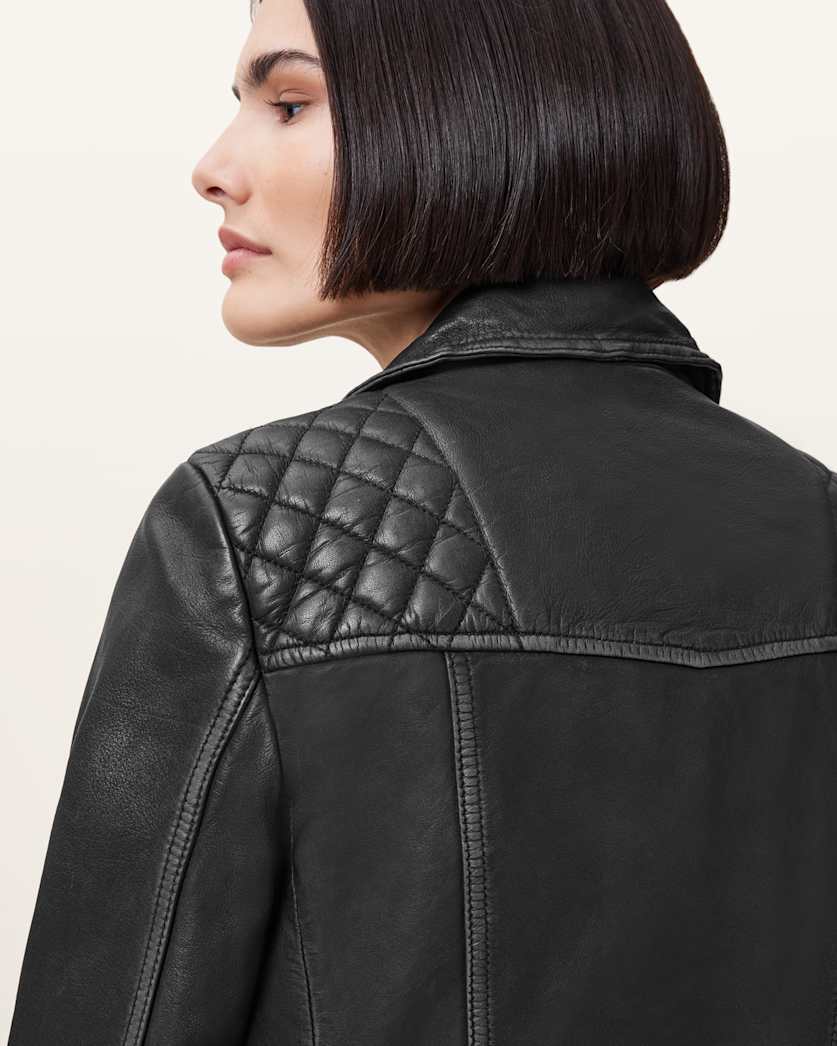 Cargo Distressed Leather Biker Jacket