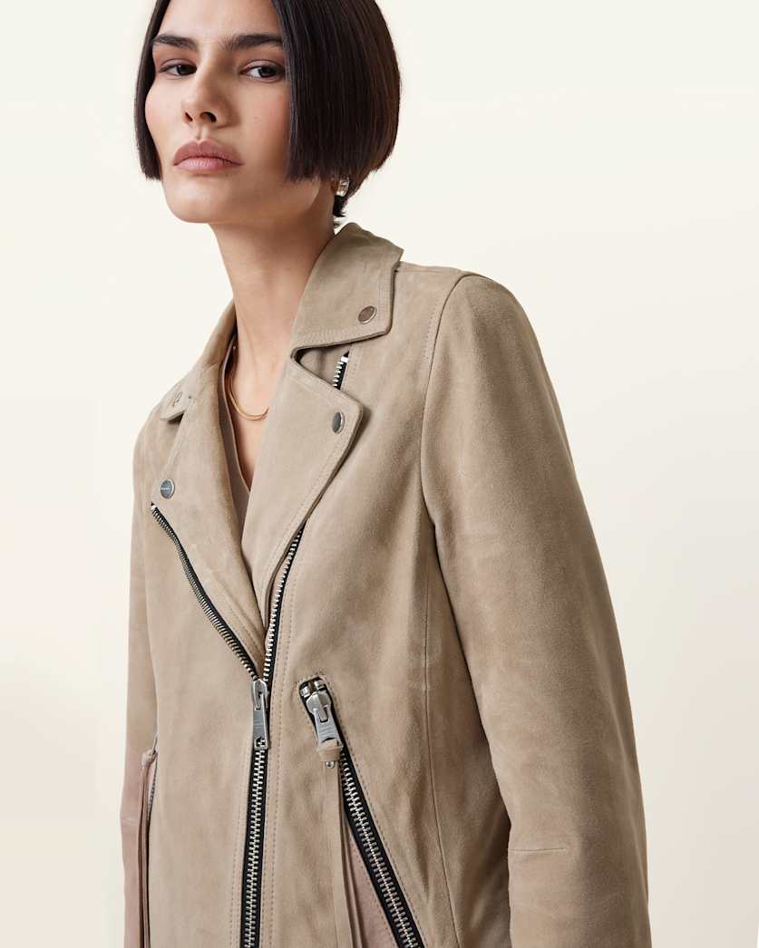 Dalby Slim Fit Suede Biker Jacket