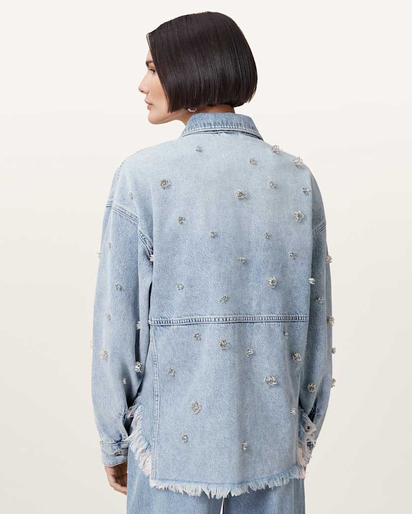 Hettie Embellished Oversized Denim Shacket