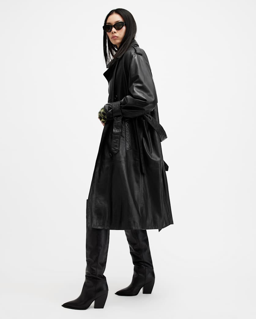 Hendry Relaxed Fit Leather Trench Coat