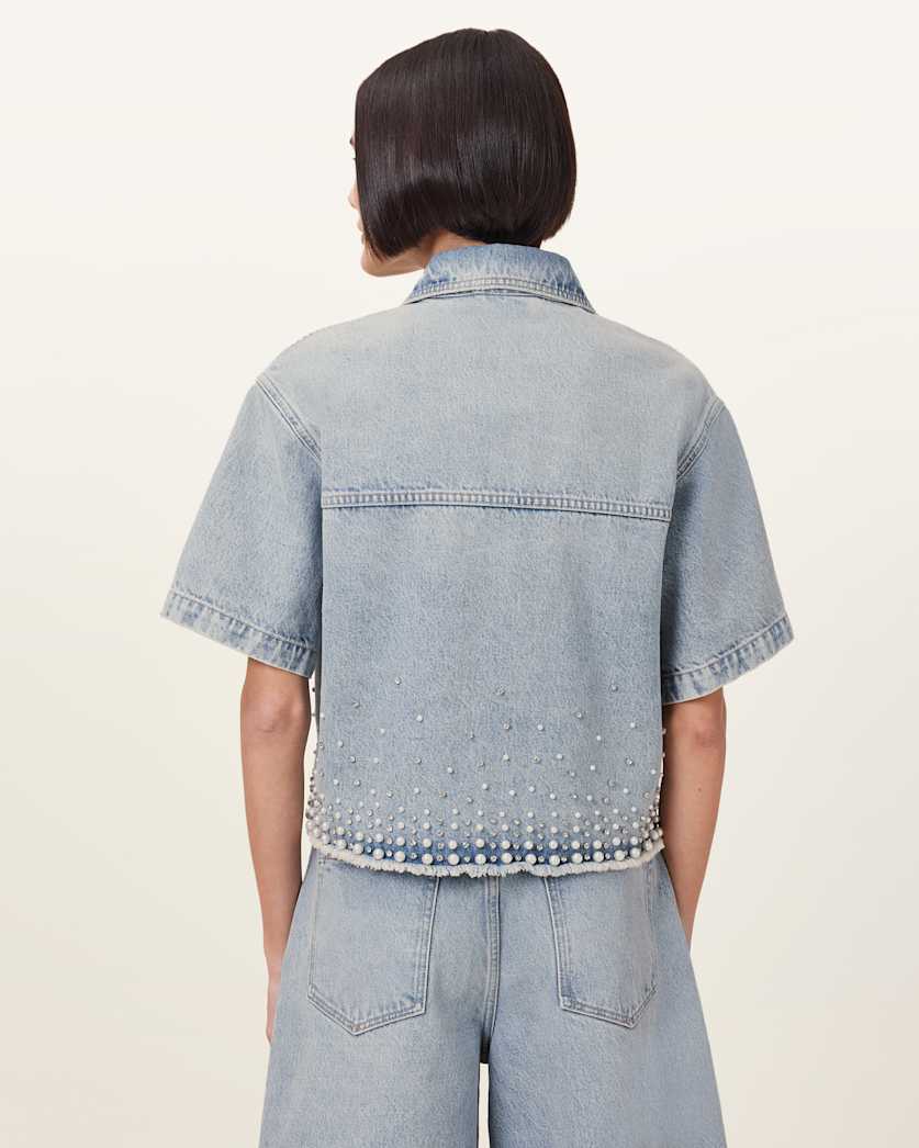 Tove Embellished Oversized Denim Shirt