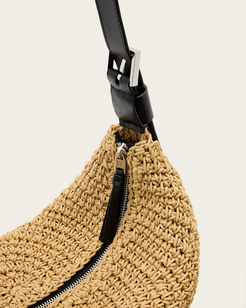 Half Moon Waxed Cotton Shoulder Bag