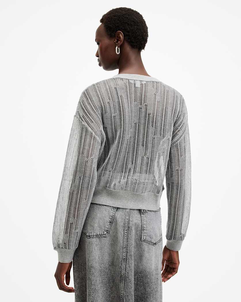 Giana Long Sleeve Open Knit Sweatshirt