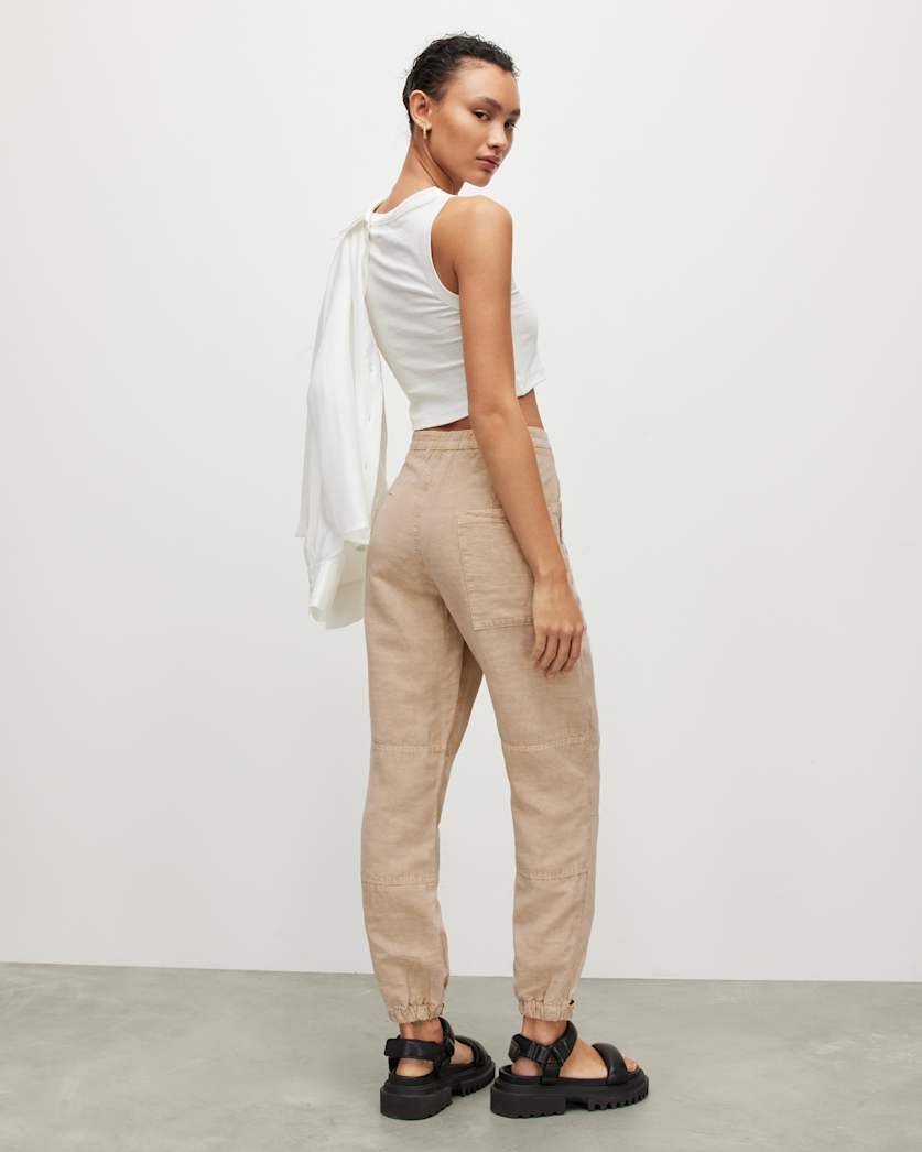 Val High-Rise Cargo Linen Blend Trousers