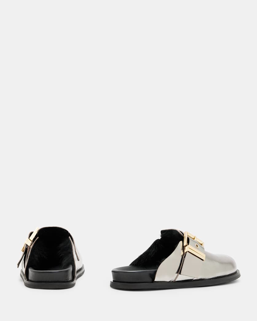 Venus Metallic Shearling Slip On Mules