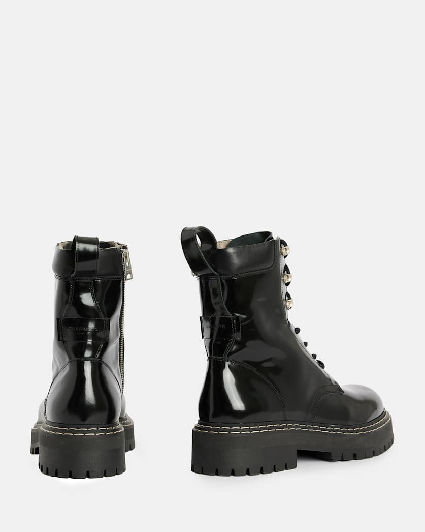 Heidi Shiny Leather Lace Up Boots