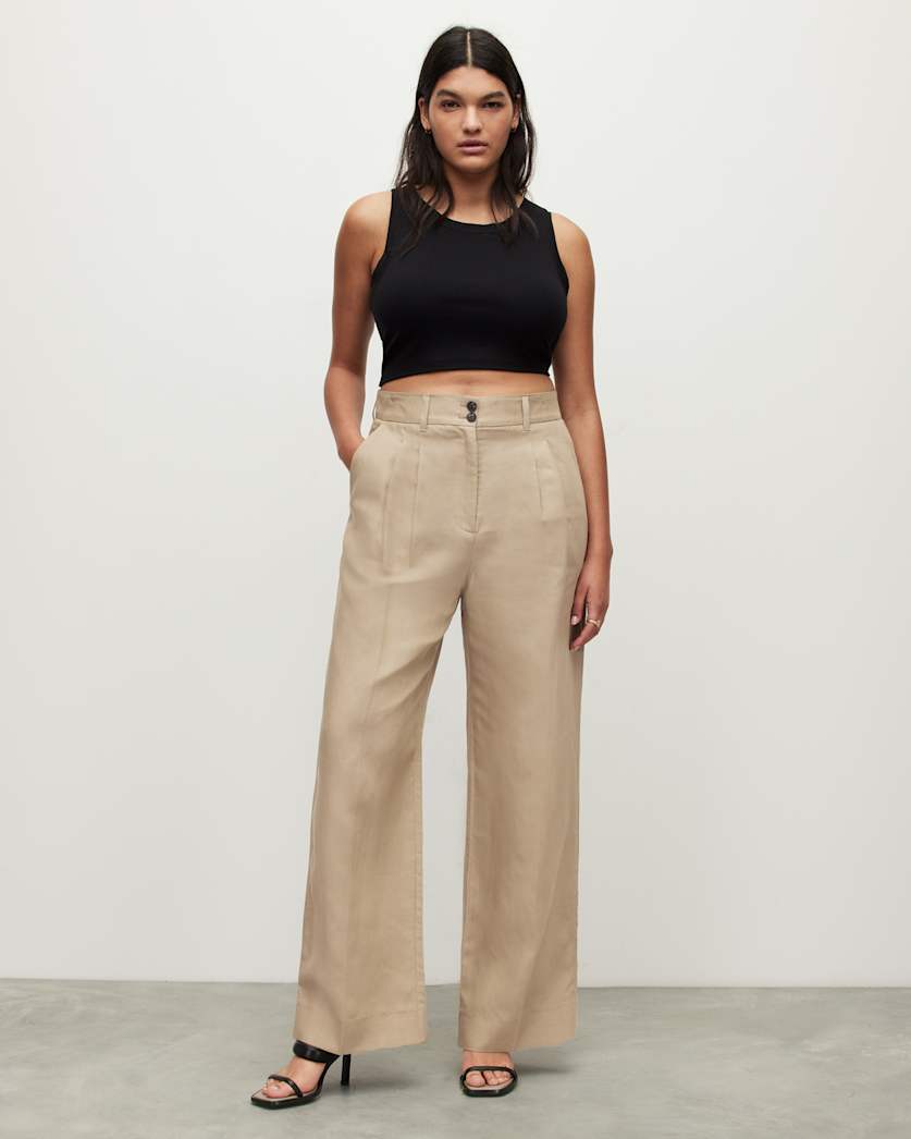 Petra Linen Blend Wide Leg Trousers