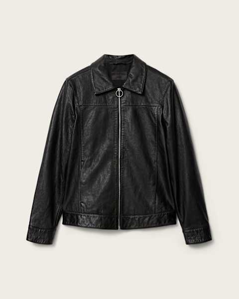 Alkan Zip Up Two Tone Leather Jacket