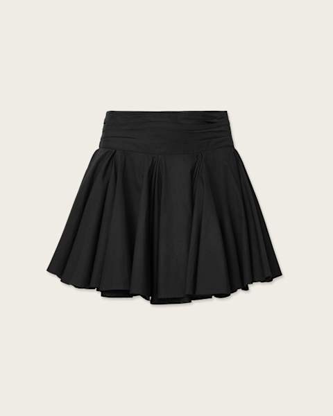 Tulip Black Cotton Mini Skirt