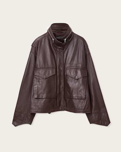 Clay Funnel Neck Leather Jacket