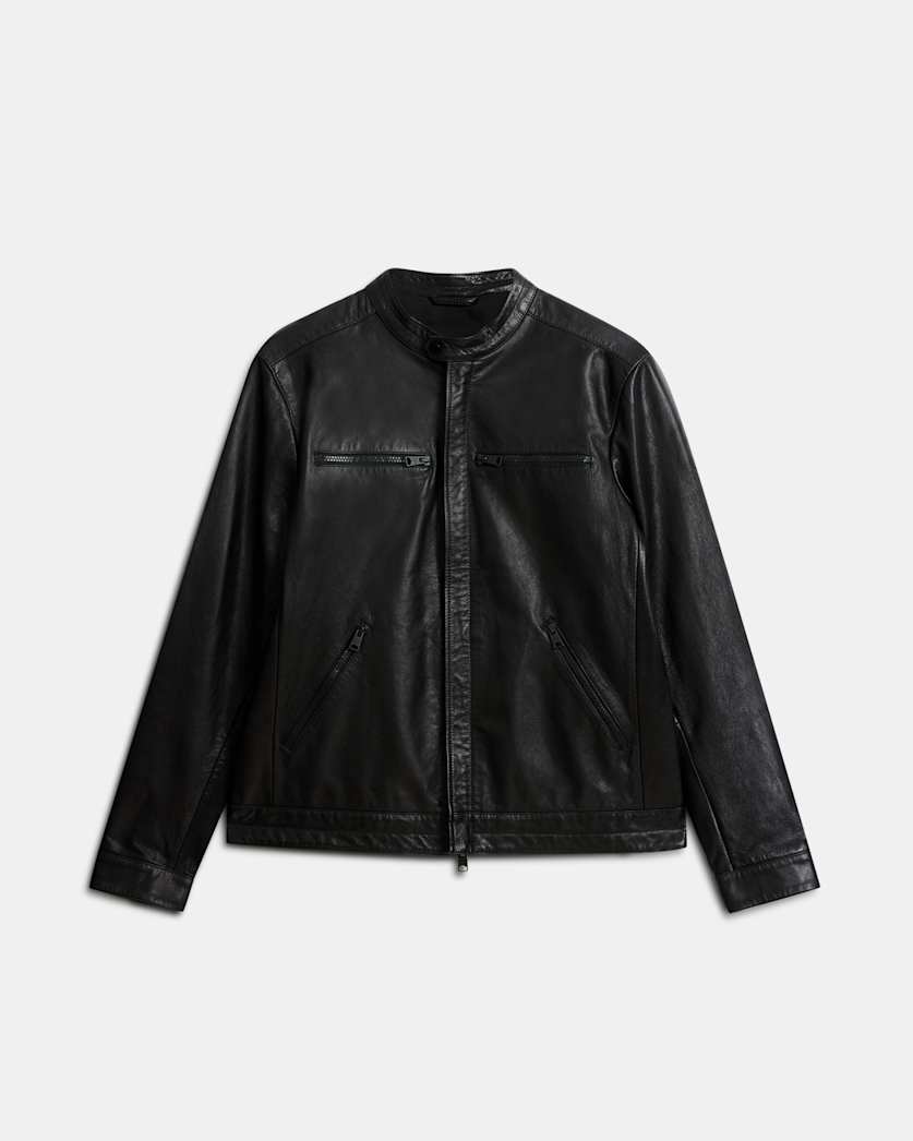 Jade Tab Collar Leather Jacket