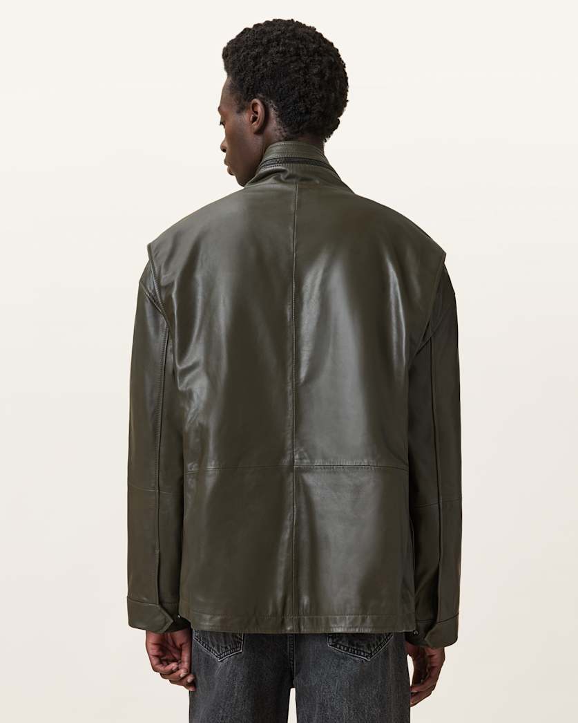 Halton Funnel Collar Leather Jacket