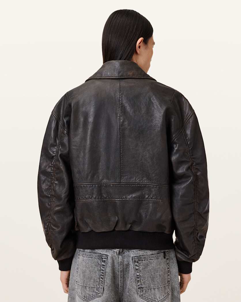 Marco Oversized Leather Bomber Jacket