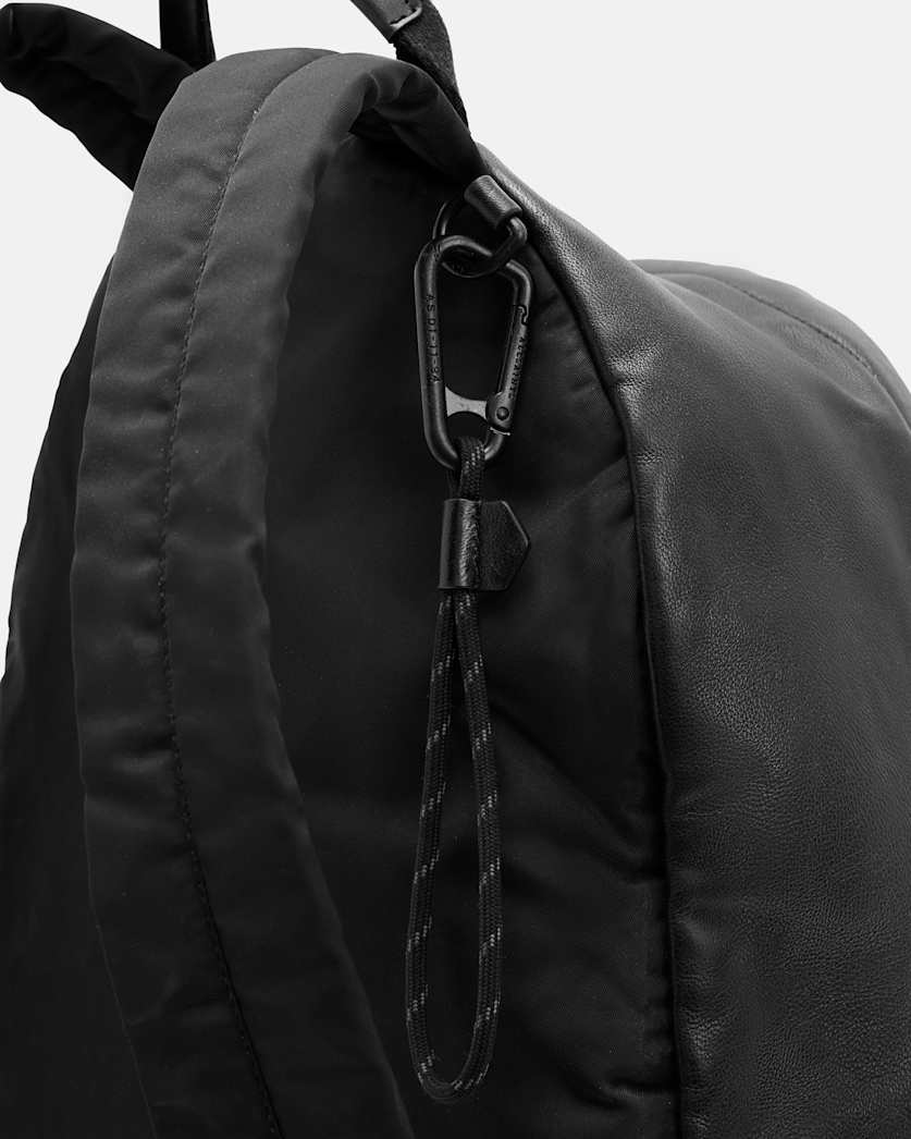 Carabiner Embossed Logo Leather Backpack