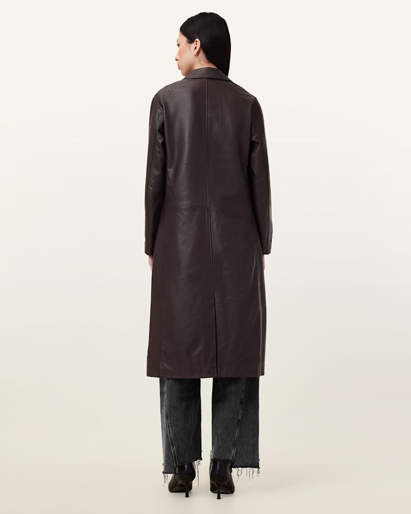 Aire Long Line Leather Coat