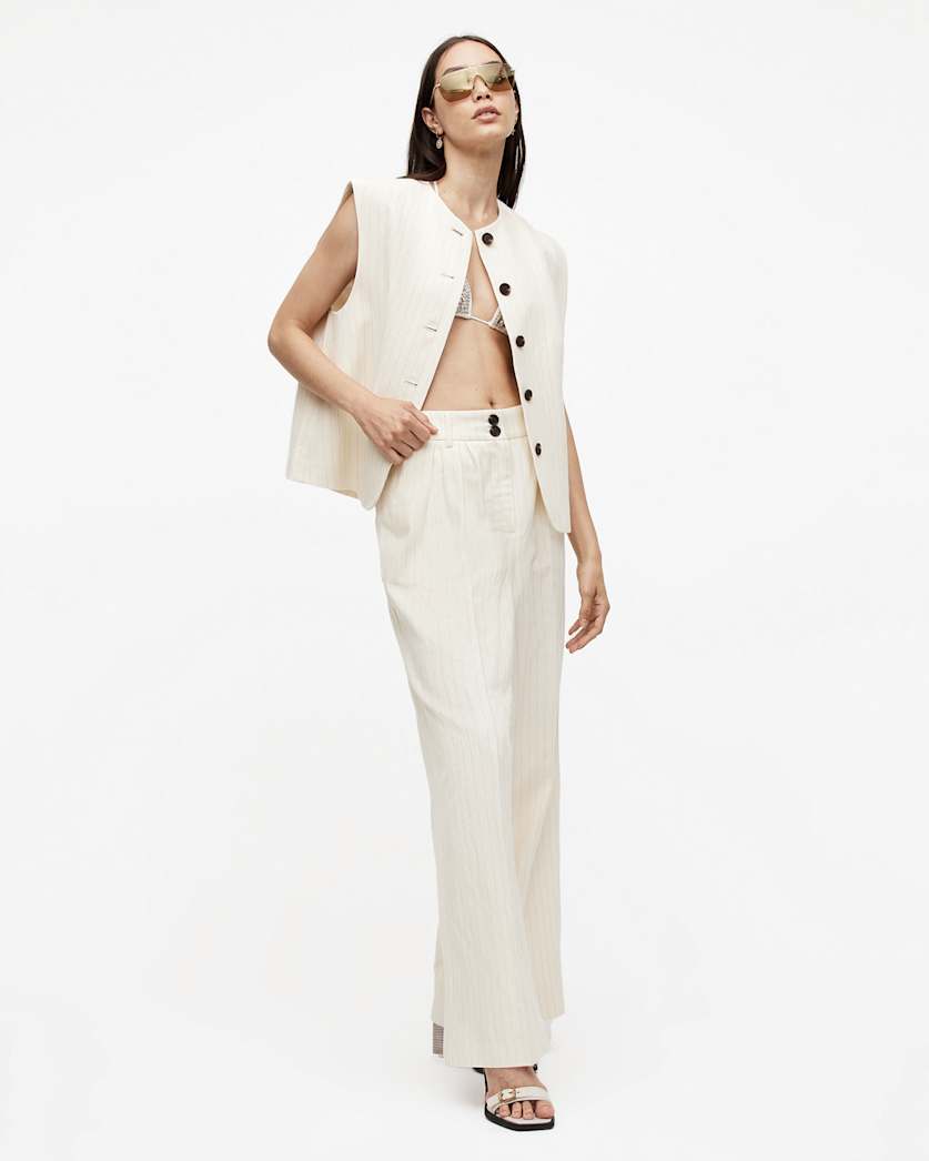Payton Wide Leg Linen Blend Trousers