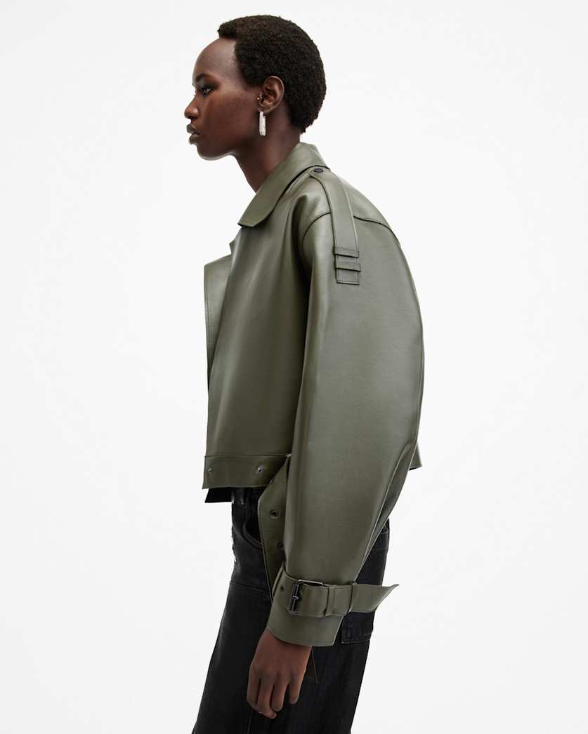 Ophelia Cropped Bonded Leather Jacket