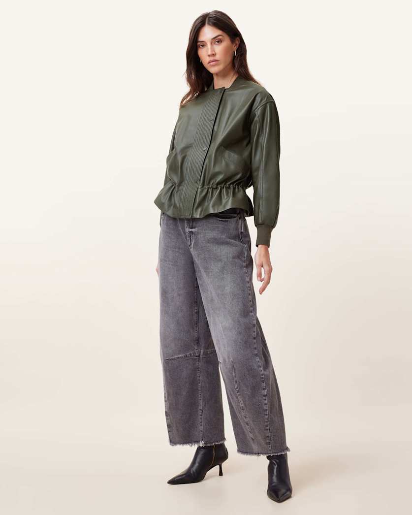 Sofi Drawstring Leather Bomber Jacket