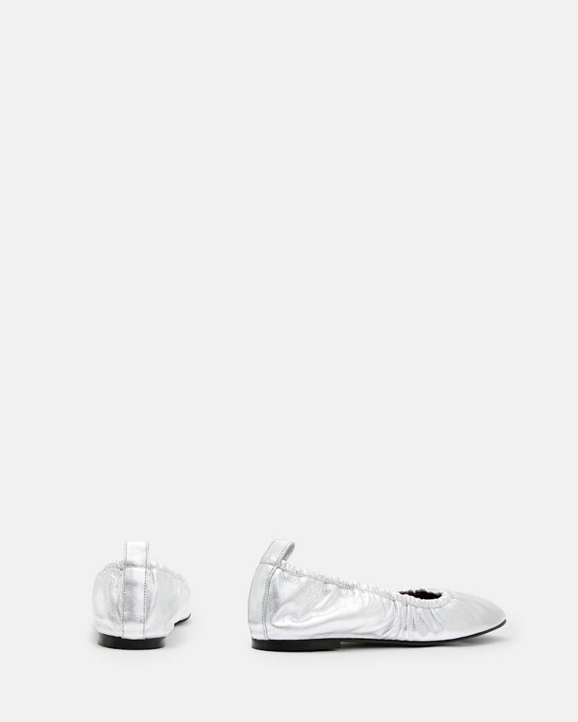 Alia Metallic Leather Ribbon Ballet Pumps
