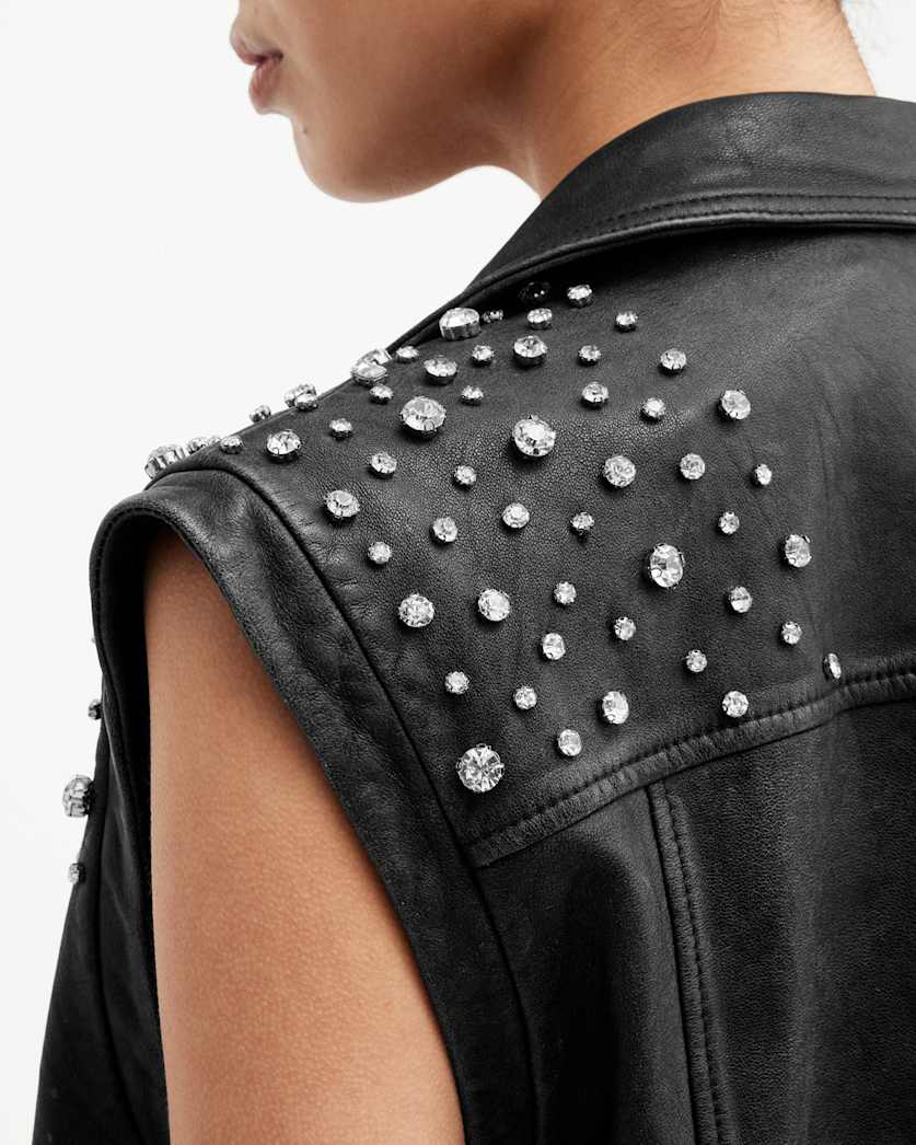 Billie Embellished Leather Gilet
