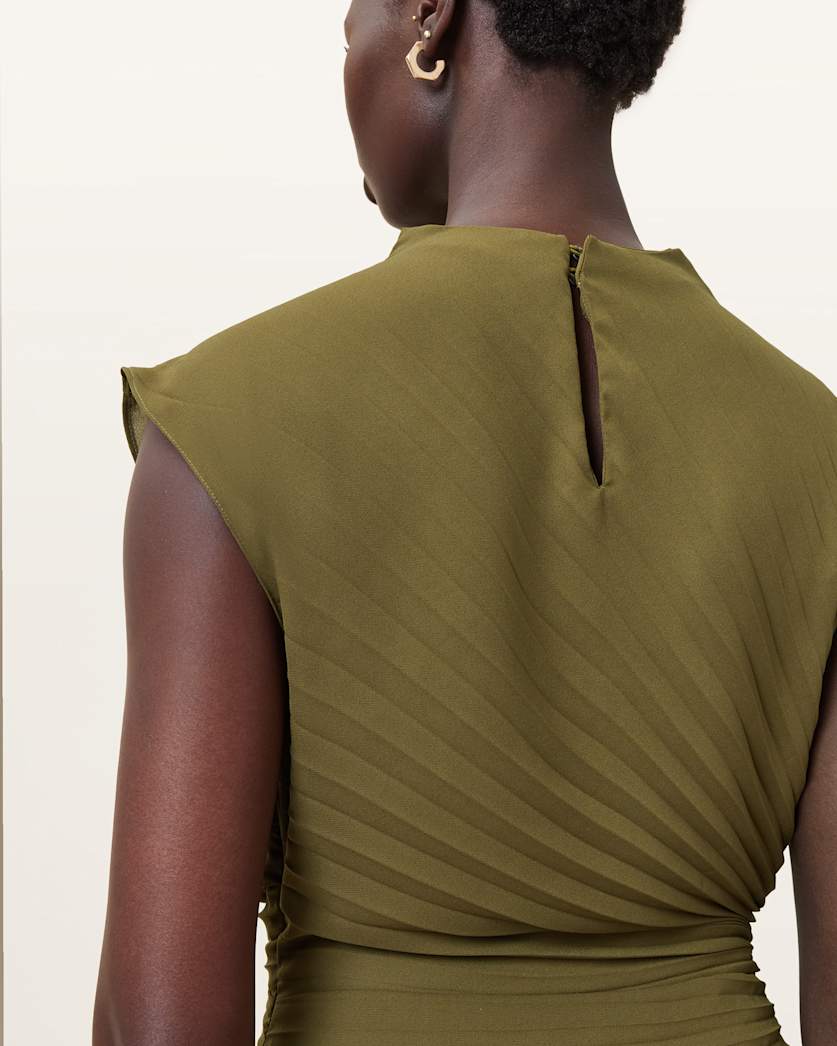 Rayanna Pleated Satin Dress