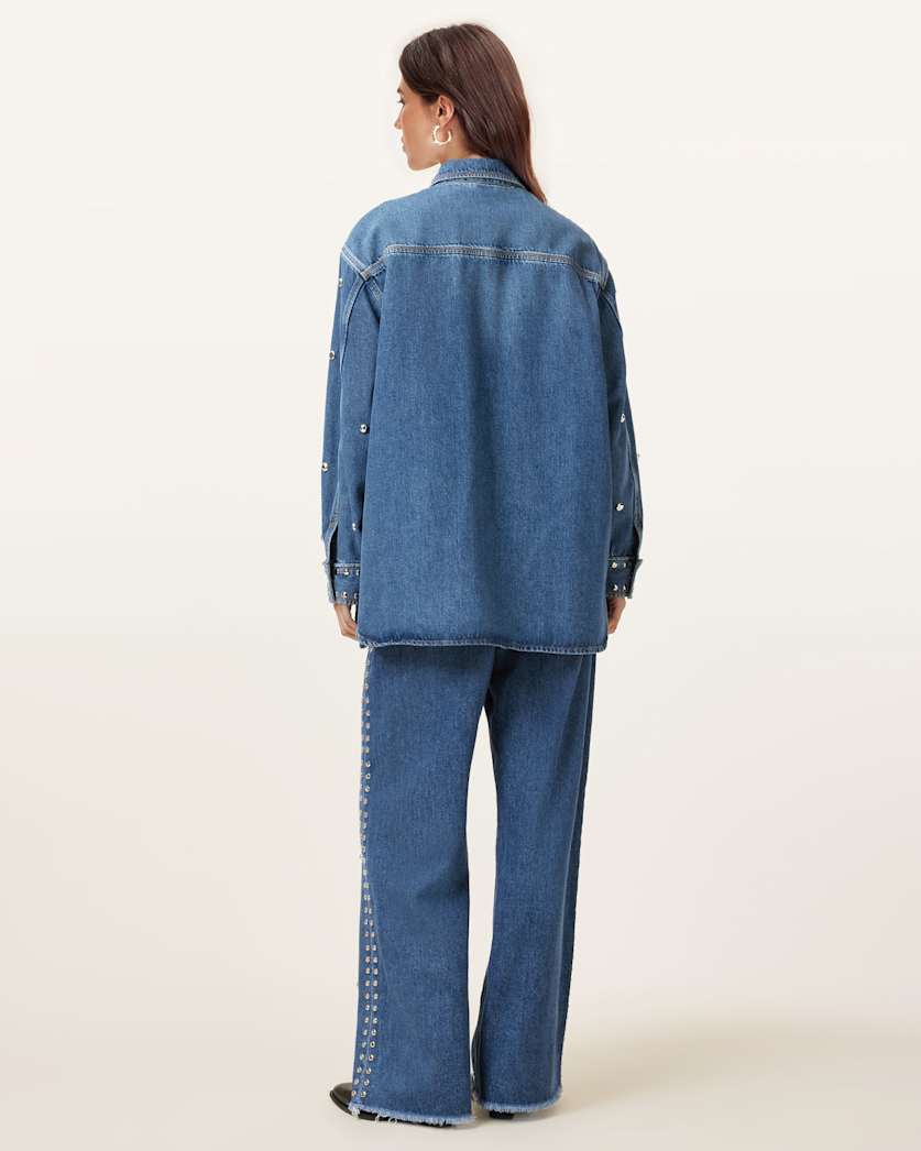 Blake Studded Wide Leg Denim Jeans