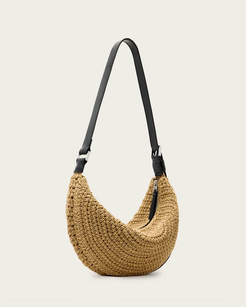 Half Moon Waxed Cotton Shoulder Bag