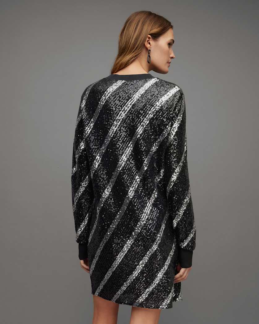 Juela Sequin Striped Bowi Mini Dress