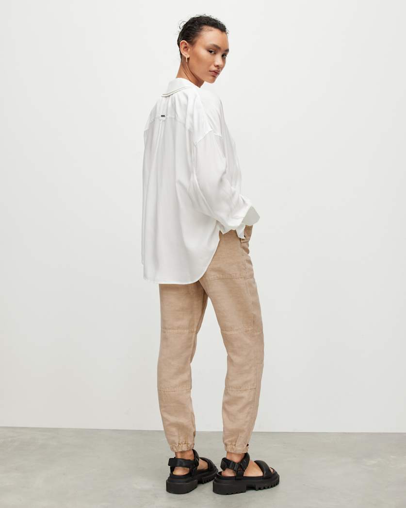 Val High-Rise Cargo Linen Blend Trousers
