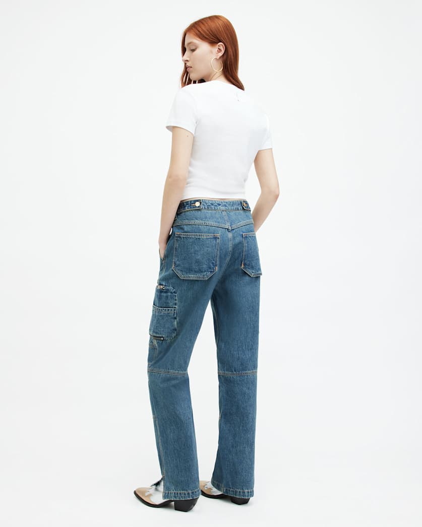 Florence Wide Leg Denim Cargo Trousers